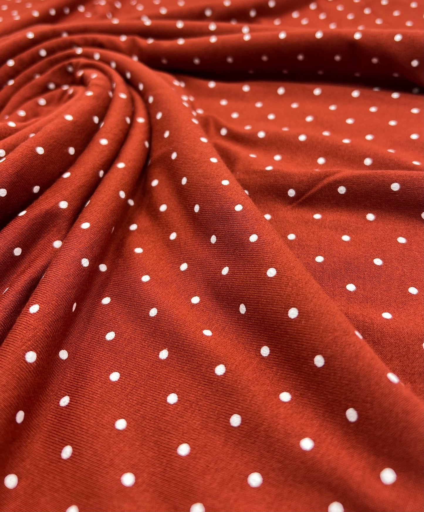 Brown Small Polka Dot Viscose Elastane Fabric - T9 Fabrics