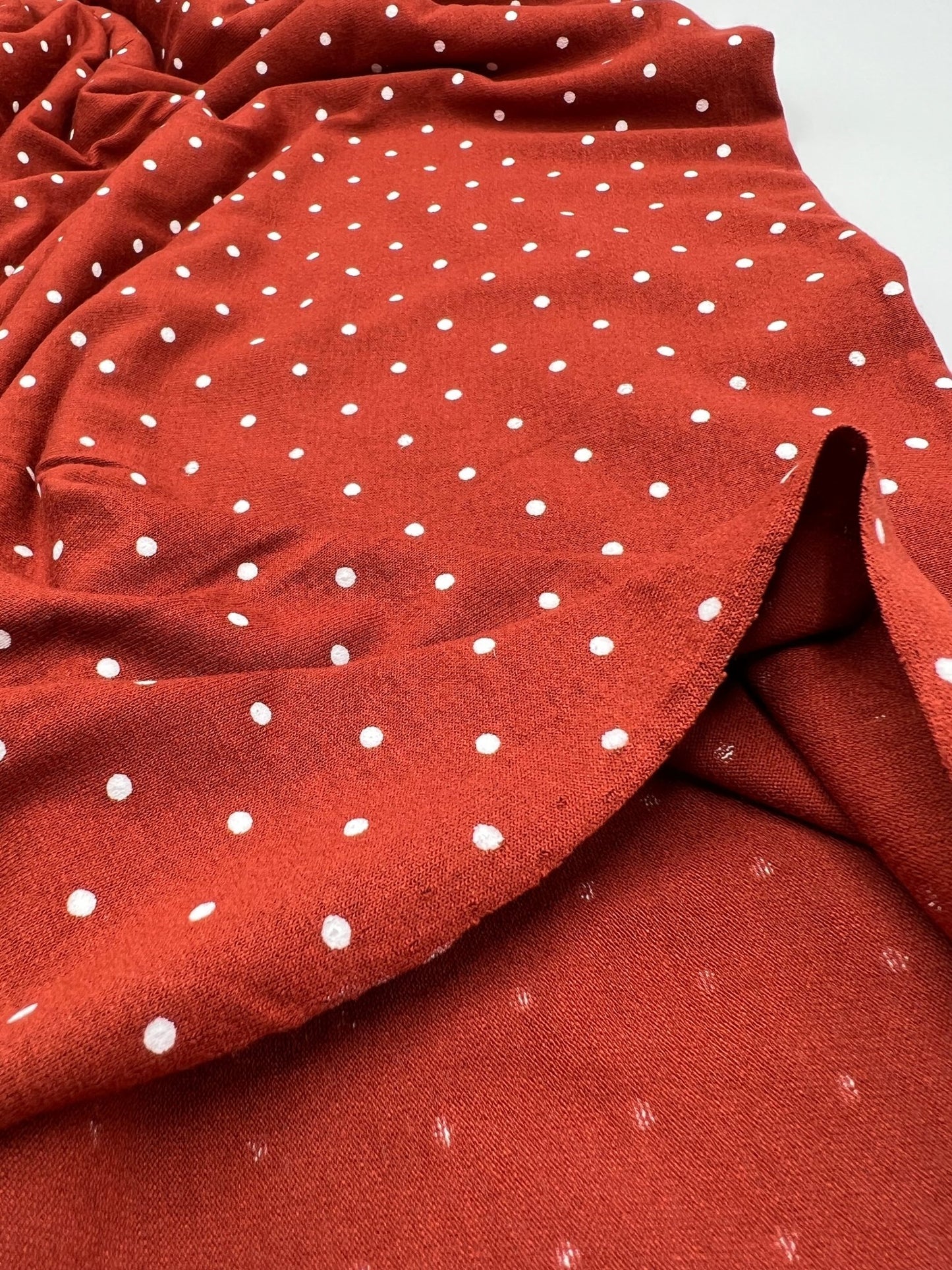 Brown Small Polka Dot Viscose Elastane Fabric - T9 Fabrics