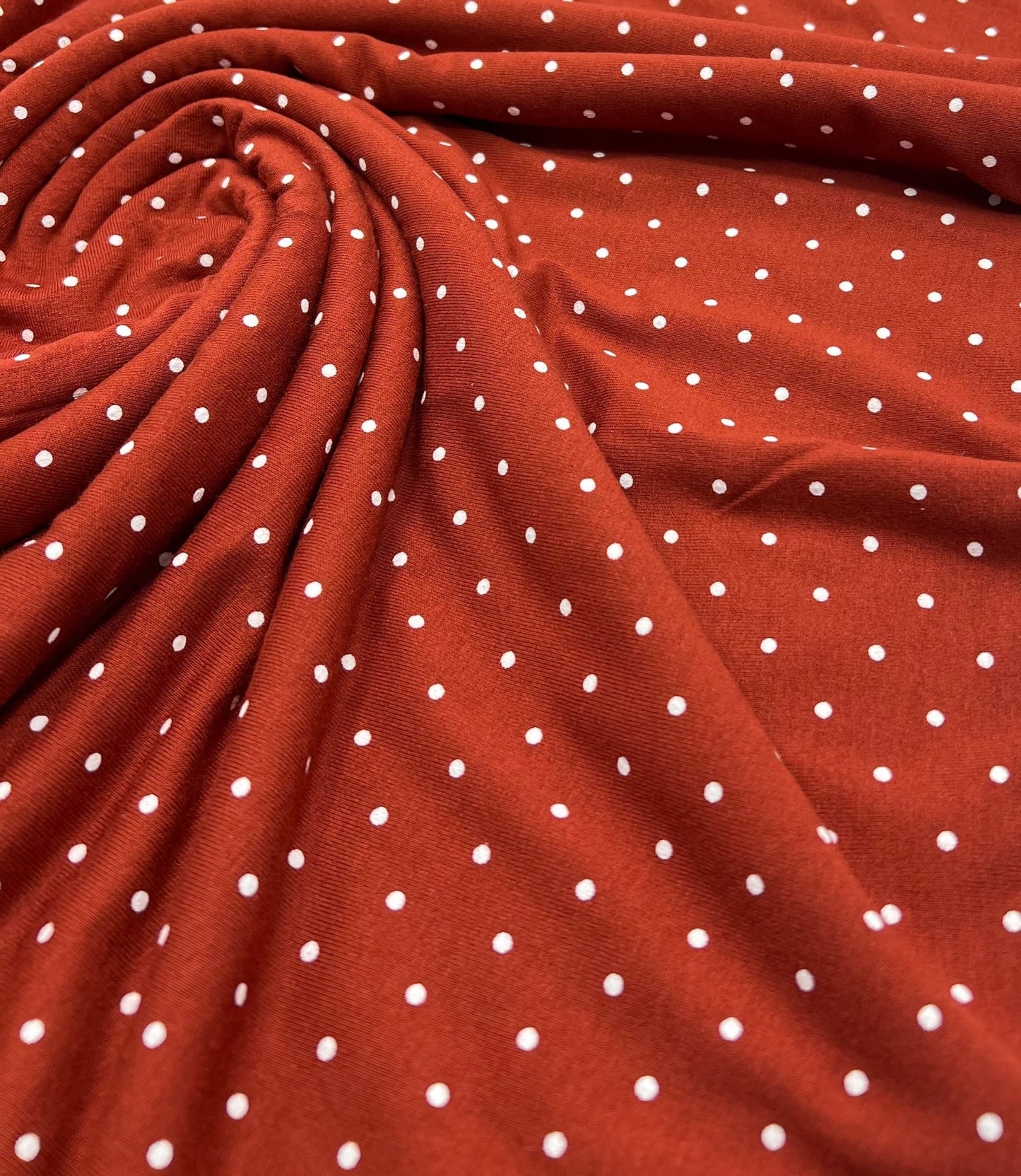 Brown Small Polka Dot Viscose Elastane Fabric - T9 Fabrics