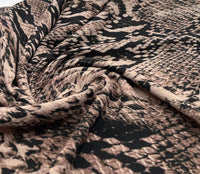 Brown Snake Print Light weight Bubble Crepe Fabric - T9 Fabrics