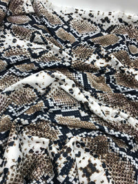 Brown Snakeskin Print Spun Poly Stretch Fabric - T9 Fabrics