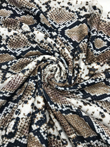 Brown Snakeskin Print Spun Poly Stretch Fabric - T9 Fabrics