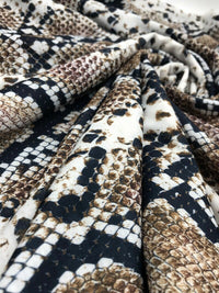 Brown Snakeskin Print Spun Poly Stretch Fabric - T9 Fabrics