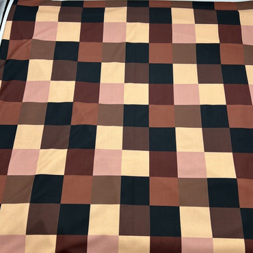 Brown Square Print ITY Fabric - T9 Fabrics