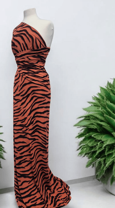 Brown Terracota Animal Print Viscose Elastane Fabric - T9 Fabrics