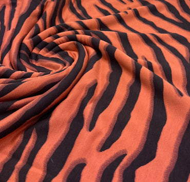 Brown Terracota Animal Print Viscose Elastane Fabric - T9 Fabrics