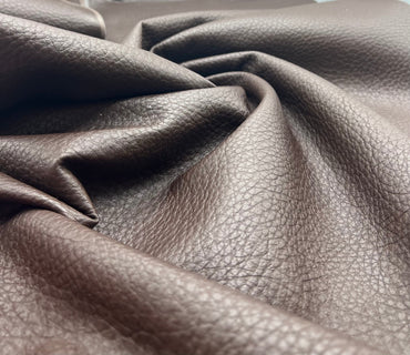 Brown Textured Faux Leather Leatherette Stretch Fabric - T9 Fabrics