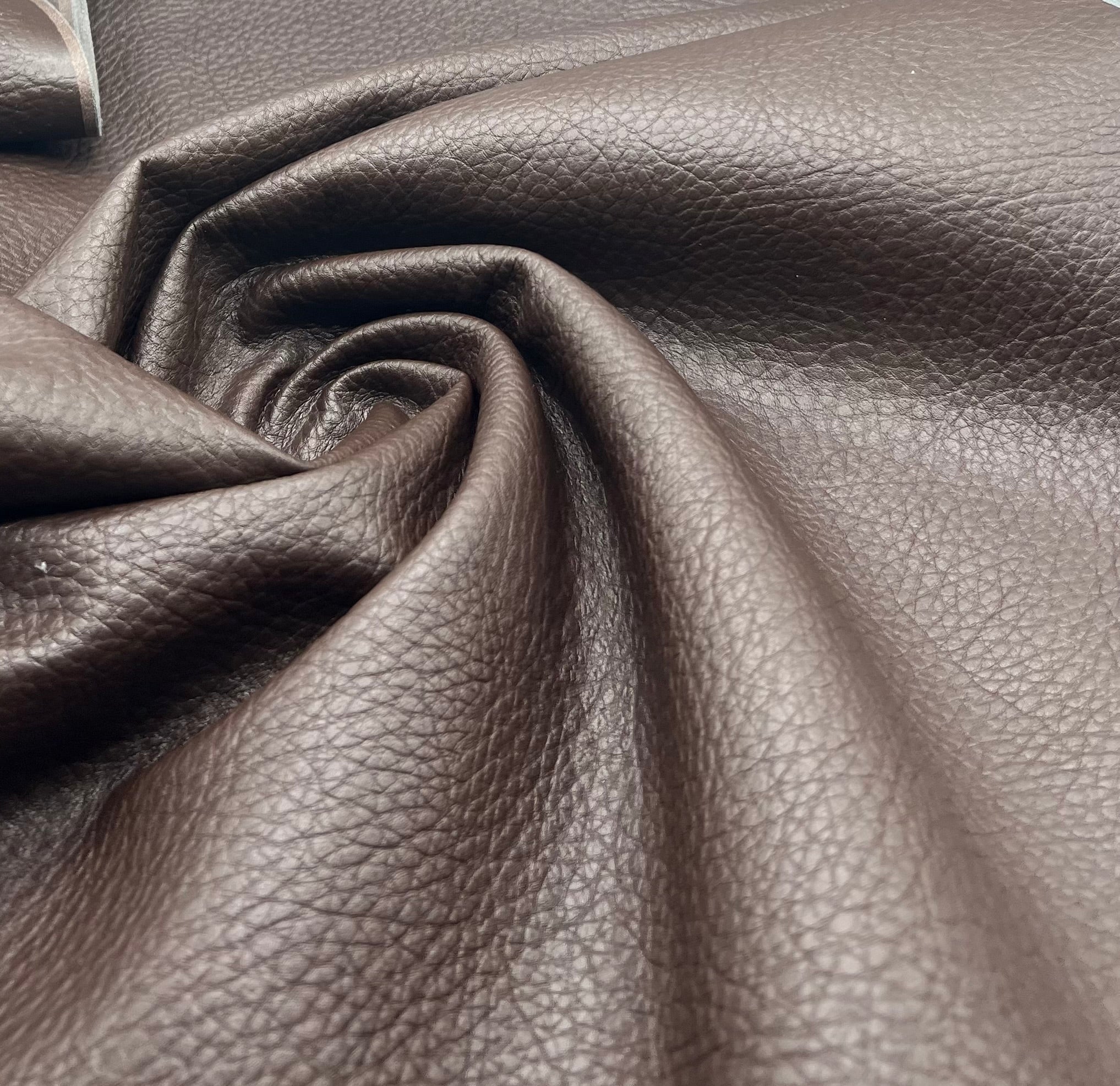 Brown Textured Faux Leather Leatherette Stretch Fabric - T9 Fabrics