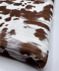 Brown White Print 8x4 Wide Rib Stretch Fabric - T9 Fabrics