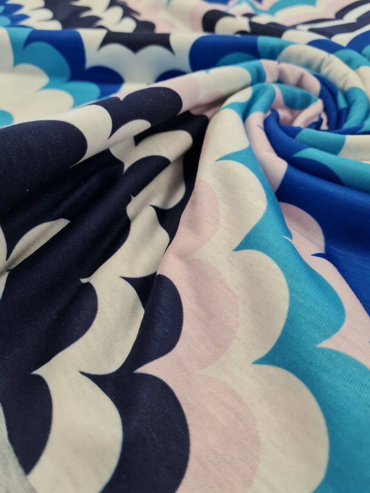 Bubble Zigzag Print Spun Poly Stretch Fabric - T9 Fabrics