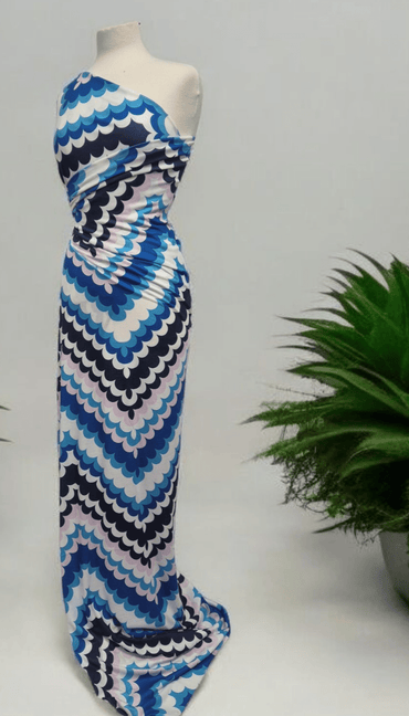 Bubble Zigzag Print Spun Poly Stretch Fabric - T9 Fabrics