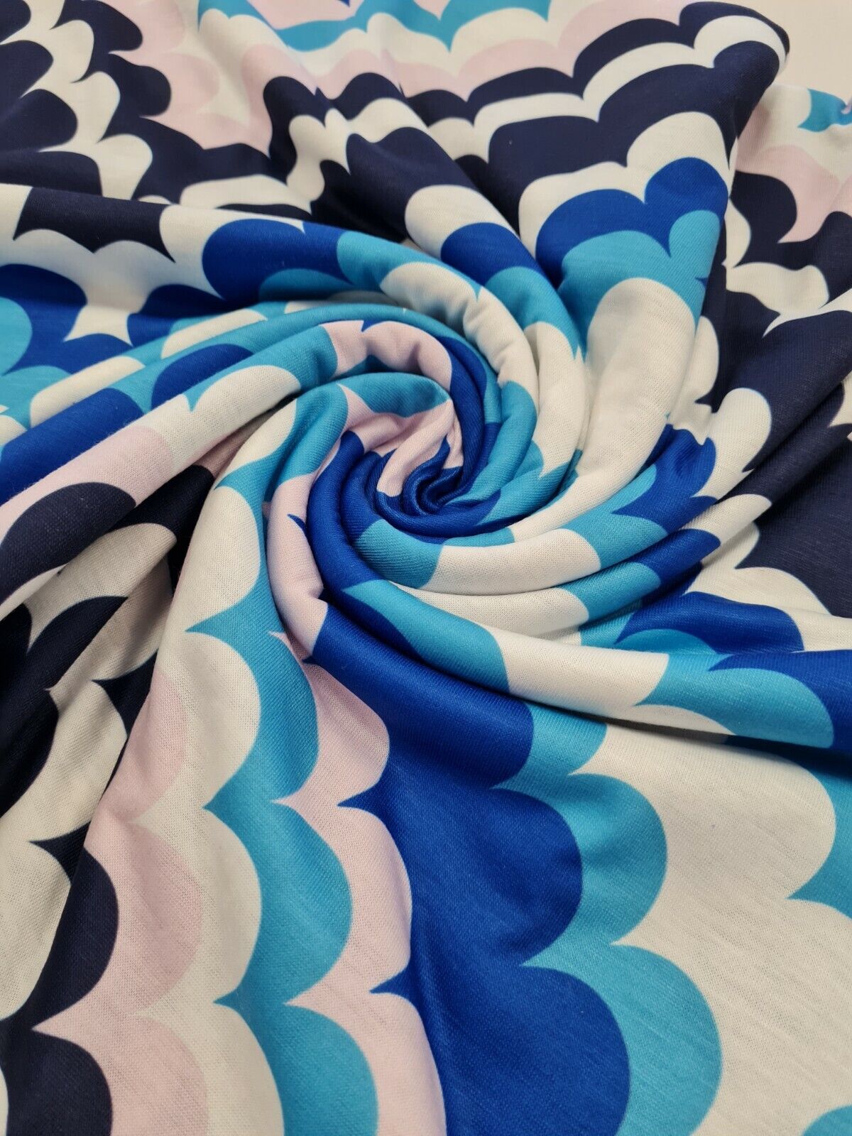 Bubble Zigzag Print Spun Poly Stretch Fabric - T9 Fabrics