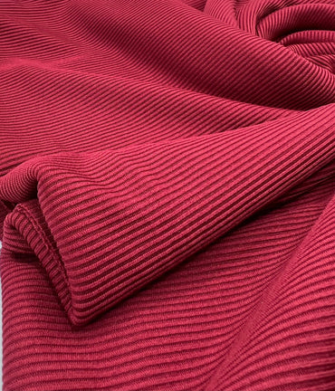 Burgundy 2X1 Fine Rib Stretch Fabric - T9 Fabrics