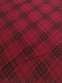 Burgundy Check Print Viscose Elastane Fabric - T9 Fabrics