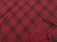 Burgundy Check Print Viscose Elastane Fabric - T9 Fabrics