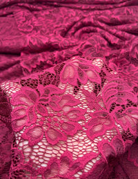 Burgundy Floral Lace Fabric Stretch - T9 Fabrics