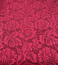 Burgundy Floral Lace Fabric Stretch - T9 Fabrics