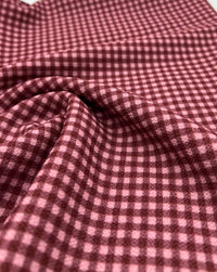 Burgundy Gingham Check Print Lightweight Bubble Crepe Fabric - T9 Fabrics