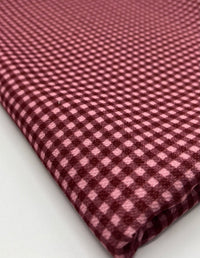 Burgundy Gingham Check Print Lightweight Bubble Crepe Fabric - T9 Fabrics