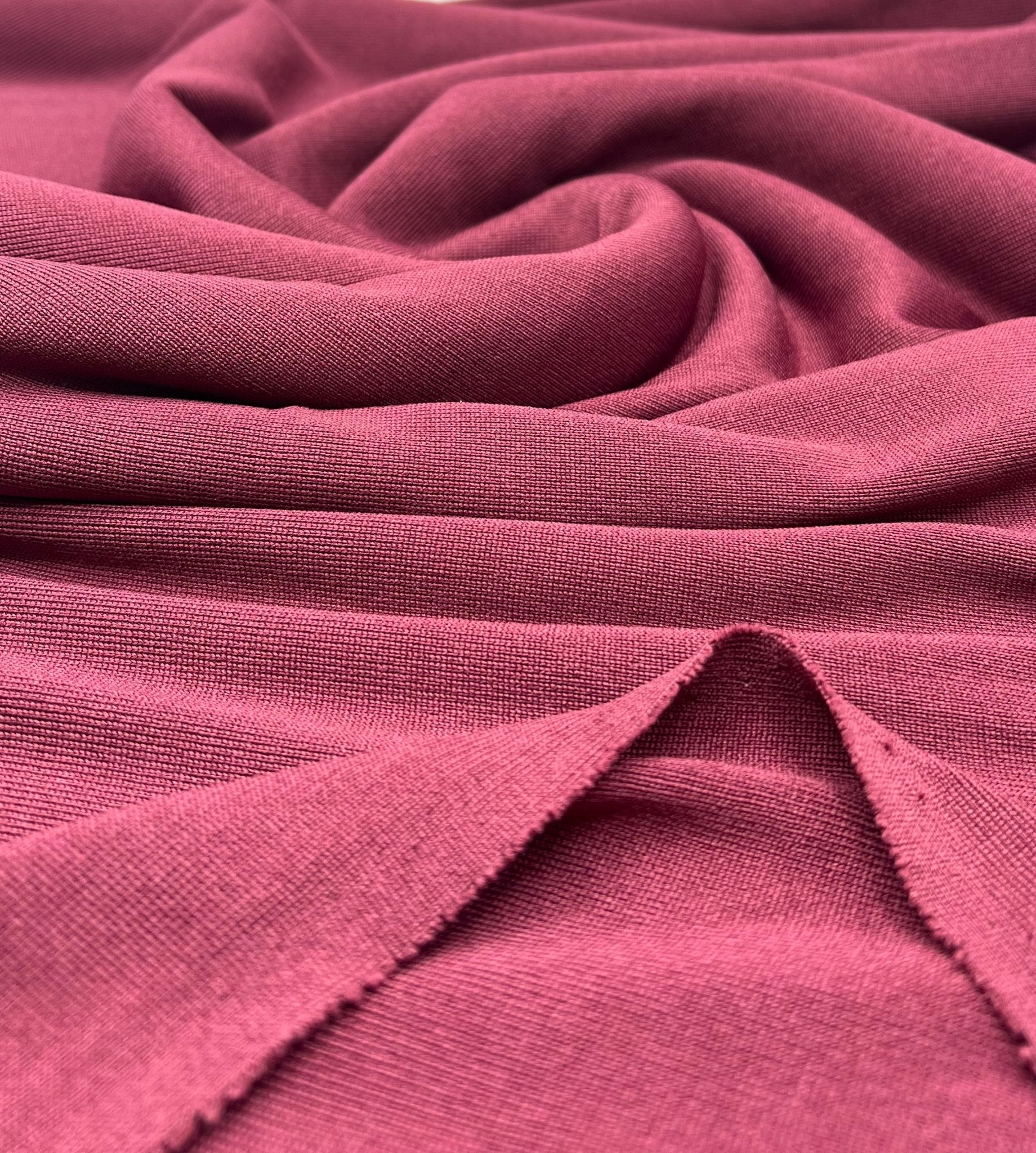 Burgundy Heavy Weight Fine Rib Stretch Fabric 320 GSM - T9 Fabrics