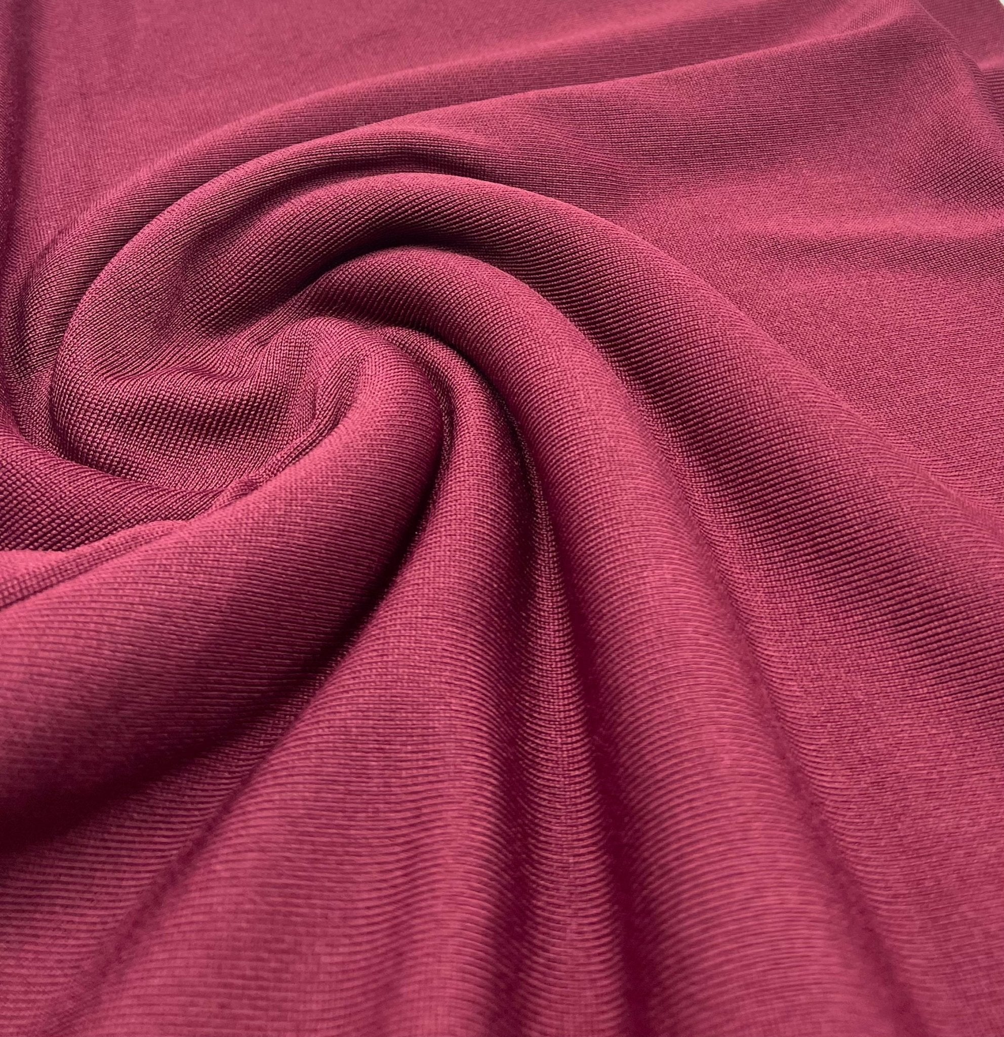 Burgundy Heavy Weight Fine Rib Stretch Fabric 320 GSM - T9 Fabrics