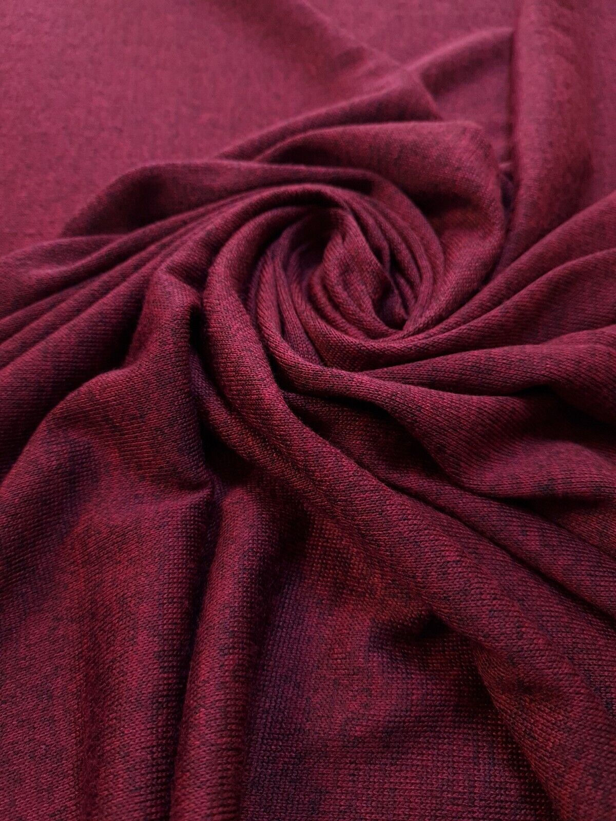 Burgundy Melange Knit Stretch Fabric - T9 Fabrics