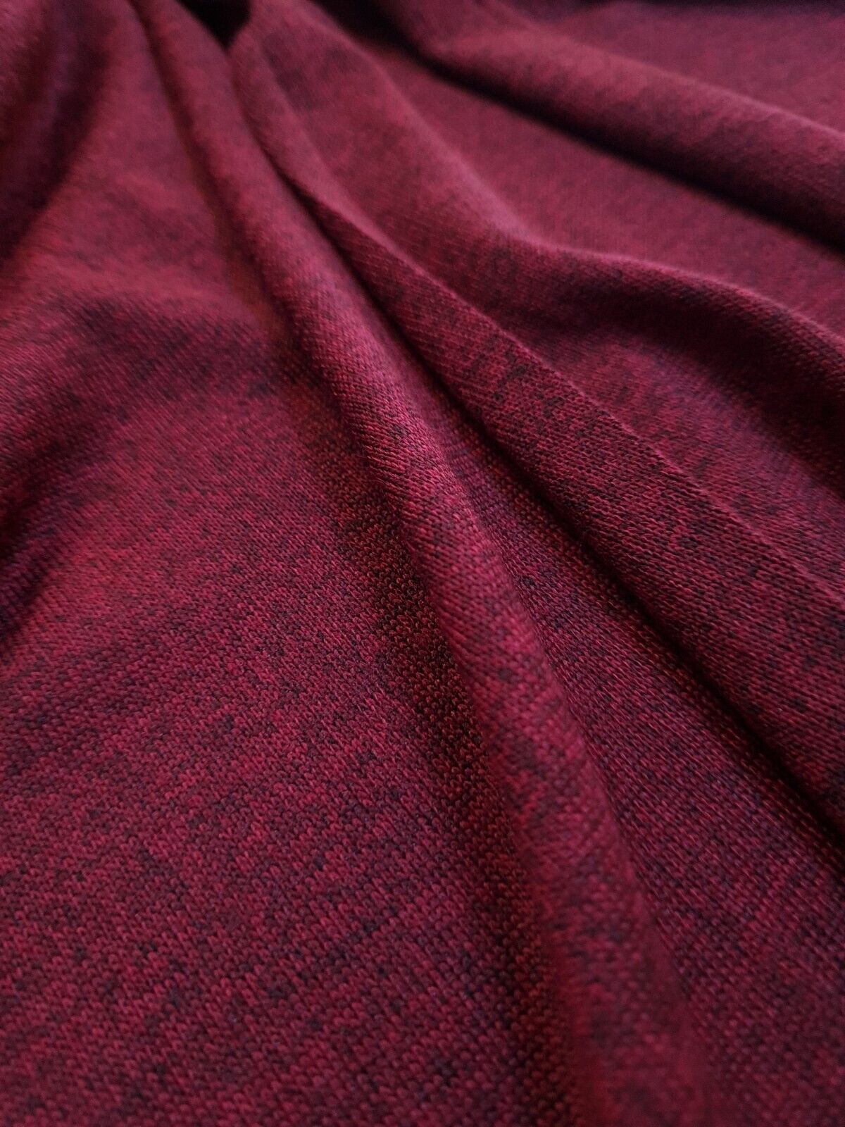 Burgundy Melange Knit Stretch Fabric - T9 Fabrics