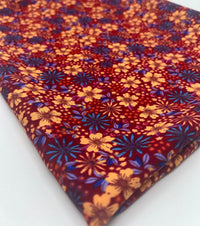 Burgundy Red Blue Floral Lightweight Non Stretch Woven Fabric - T9 Fabrics