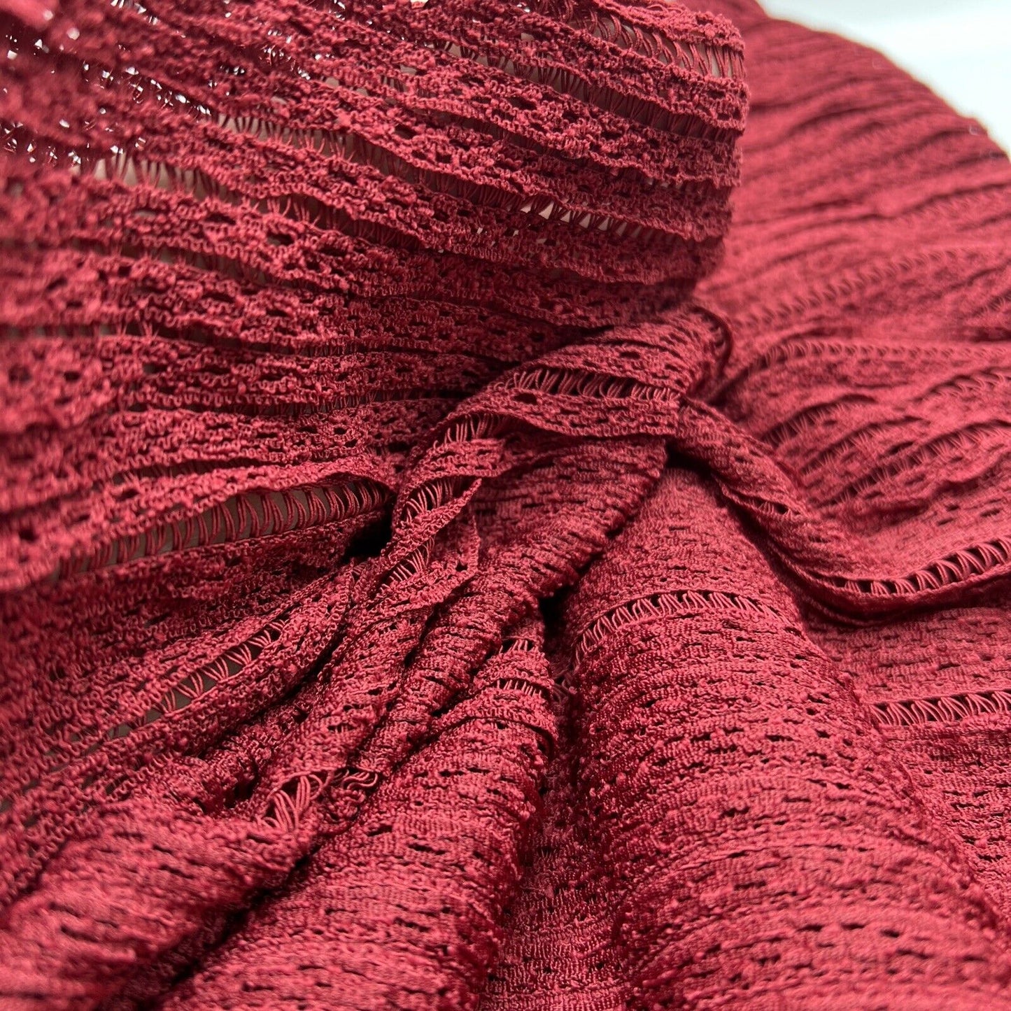 Burgundy Ruffle Knitted Fabric - T9 Fabrics