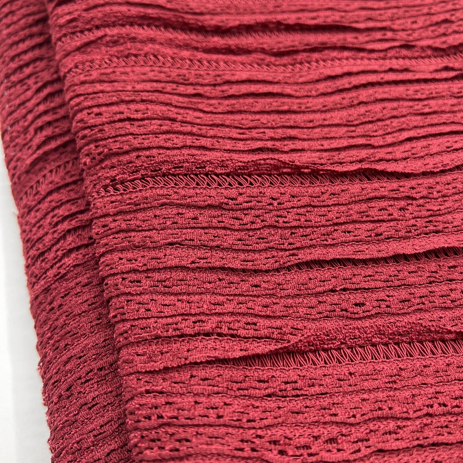 Burgundy Ruffle Knitted Fabric - T9 Fabrics