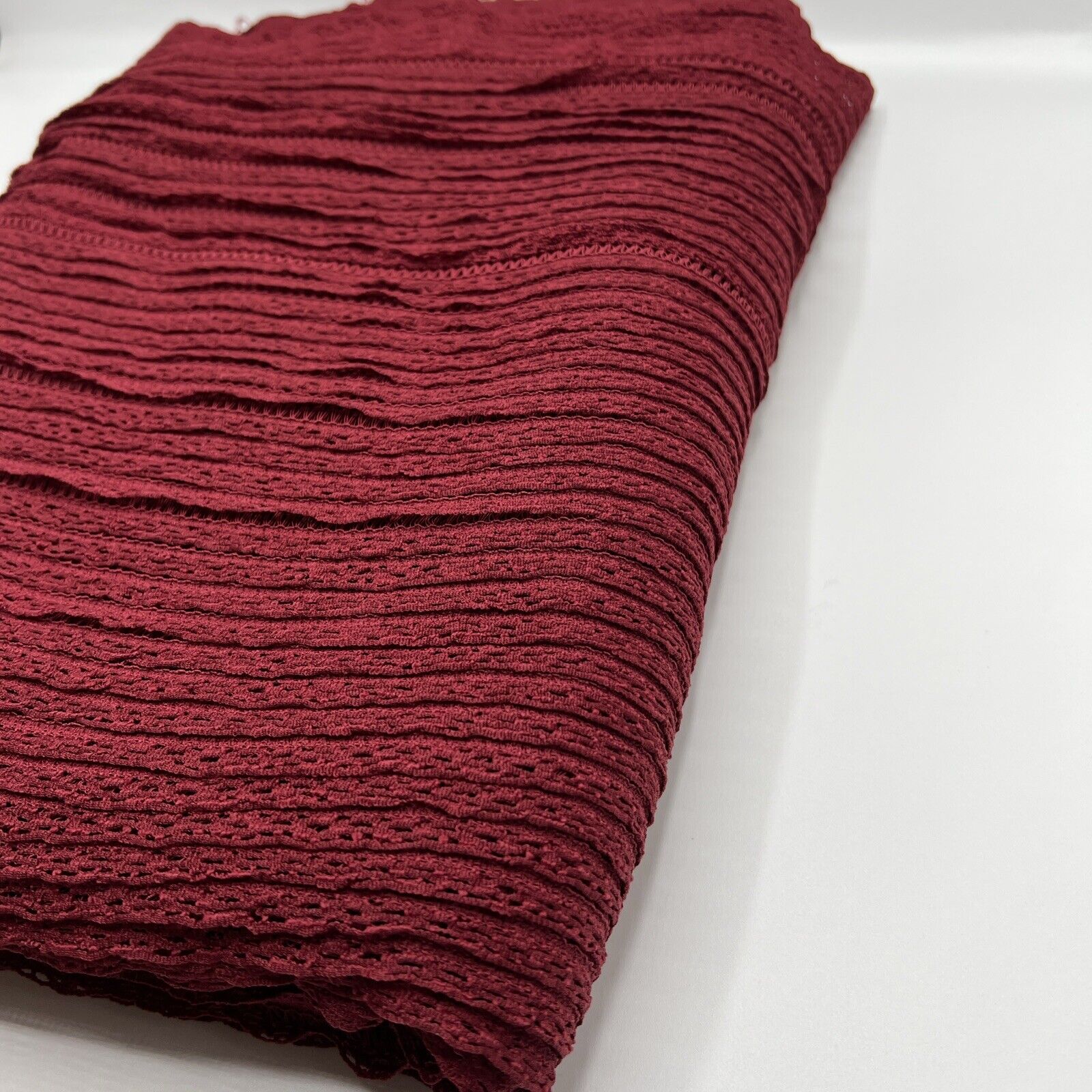 Burgundy Ruffle Knitted Fabric - T9 Fabrics