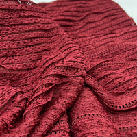 Burgundy Ruffle Knitted Fabric - T9 Fabrics