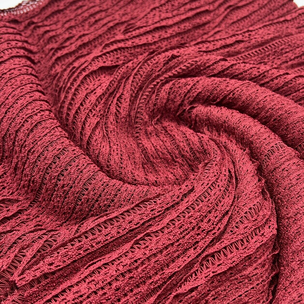 Burgundy Ruffle Knitted Fabric - T9 Fabrics