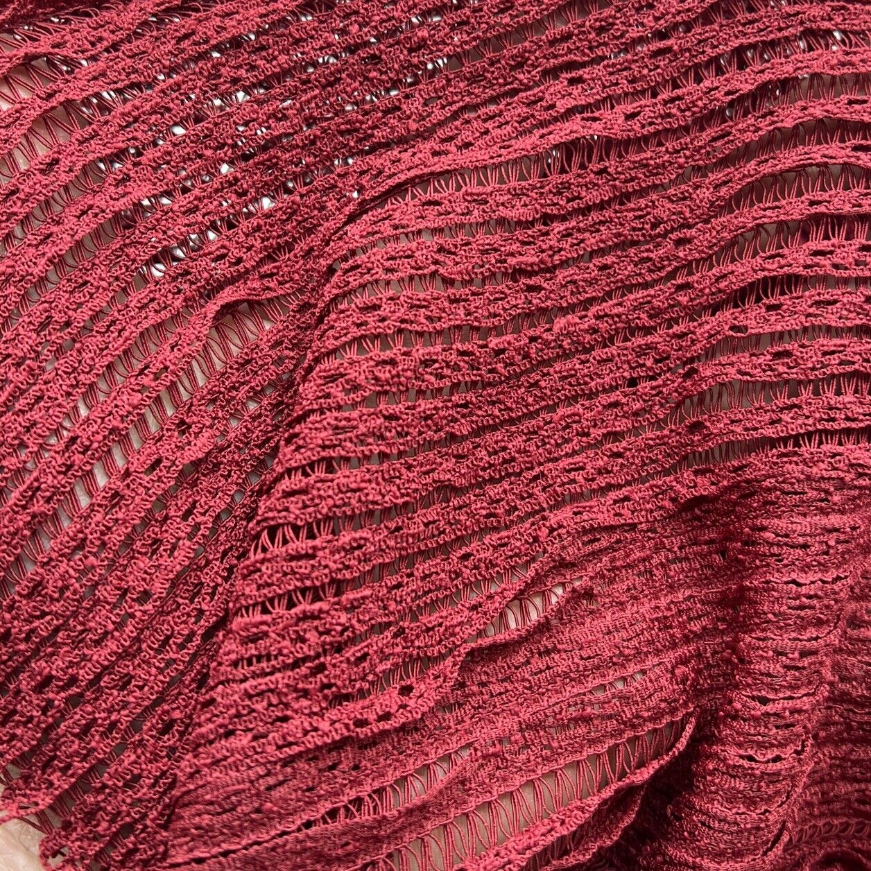 Burgundy Ruffle Knitted Fabric - T9 Fabrics