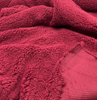 Burgundy Sherpa Fleece Fluffy Borg Faux Fur Fabric - T9 Fabrics