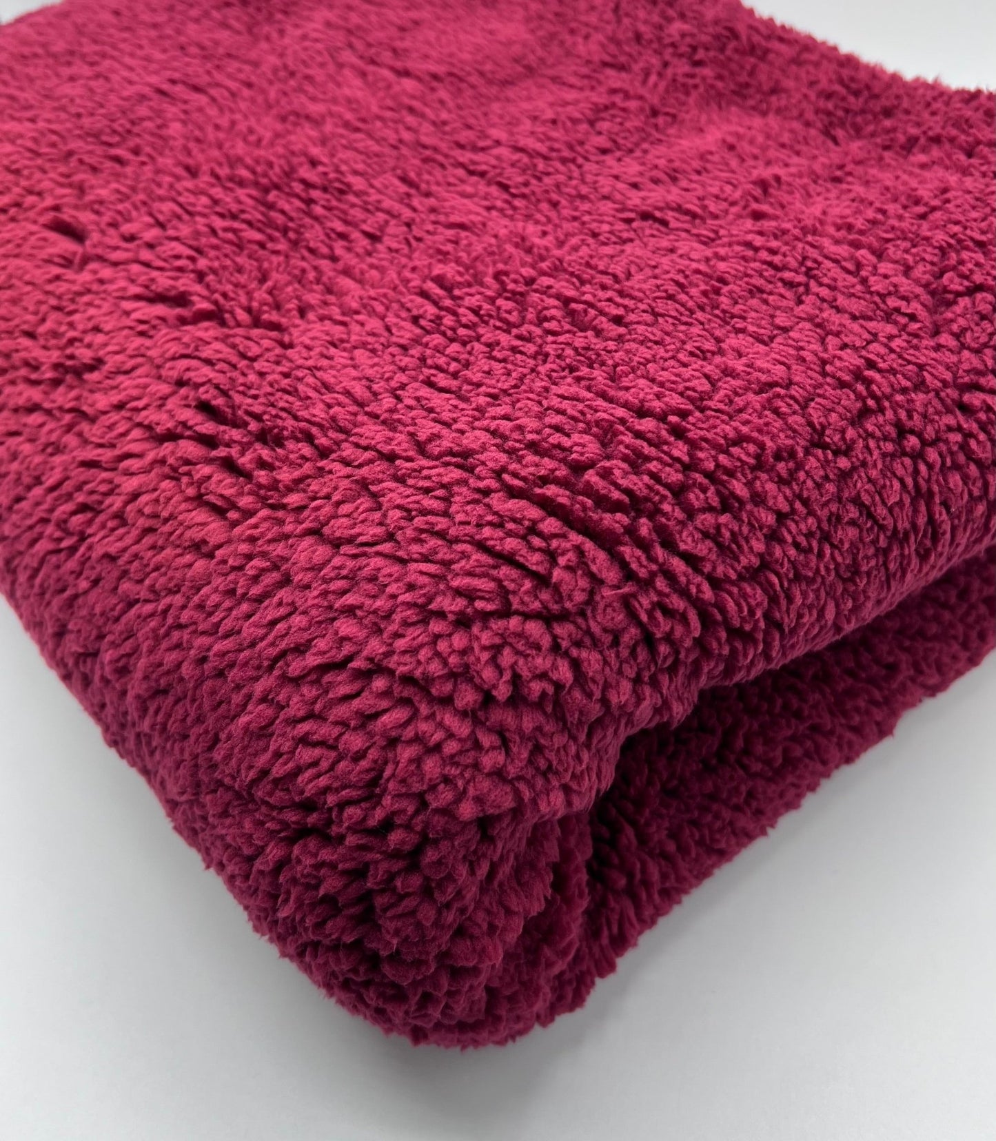 Burgundy Sherpa Fleece Fluffy Borg Faux Fur Fabric - T9 Fabrics