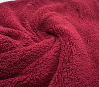 Burgundy Sherpa Fleece Fluffy Borg Faux Fur Fabric - T9 Fabrics