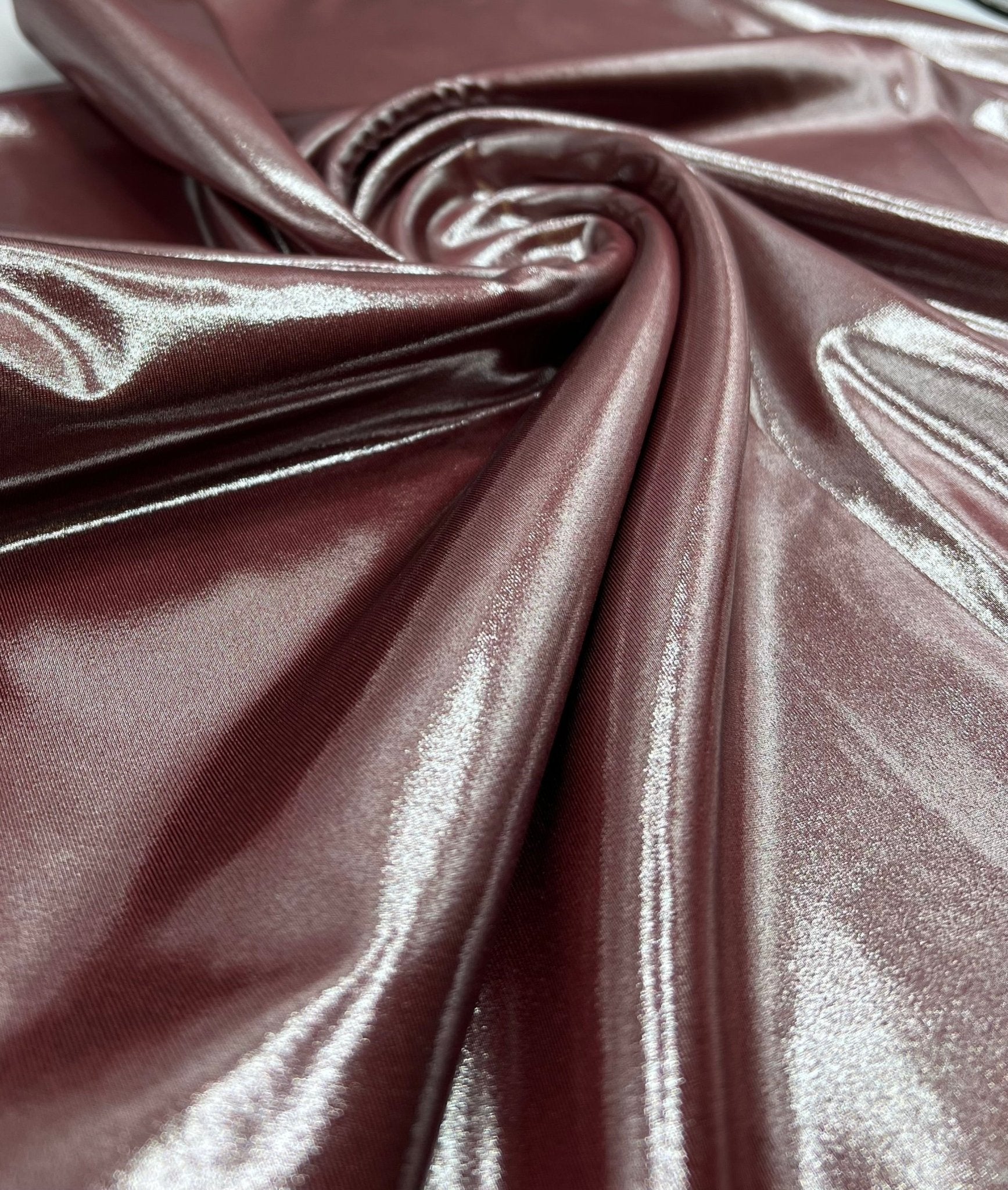 Burgundy Shiny Foil Swimwear / Sportswear Fabric - T9 Fabrics