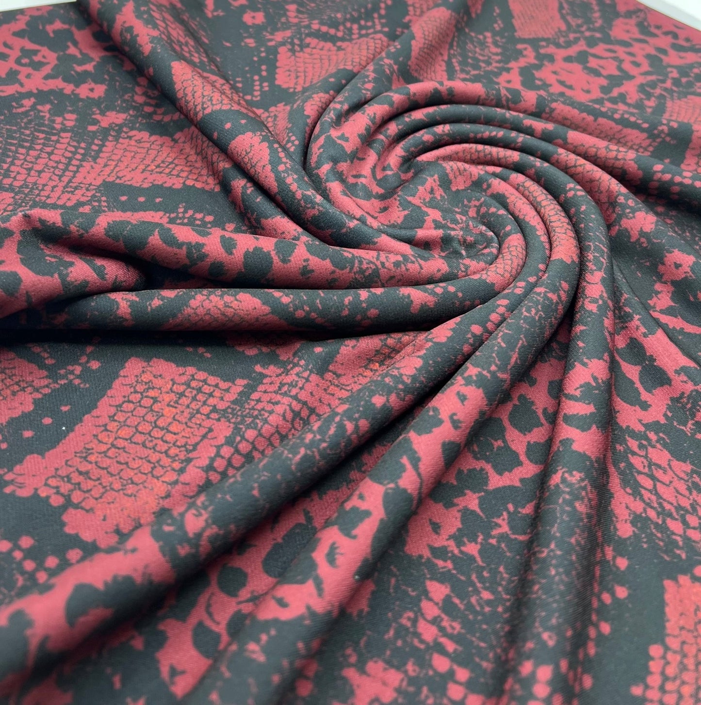 Burgundy Snake Print ITY Fabric - T9 Fabrics