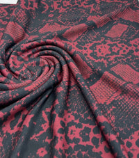 Burgundy Snake Print ITY Fabric - T9 Fabrics