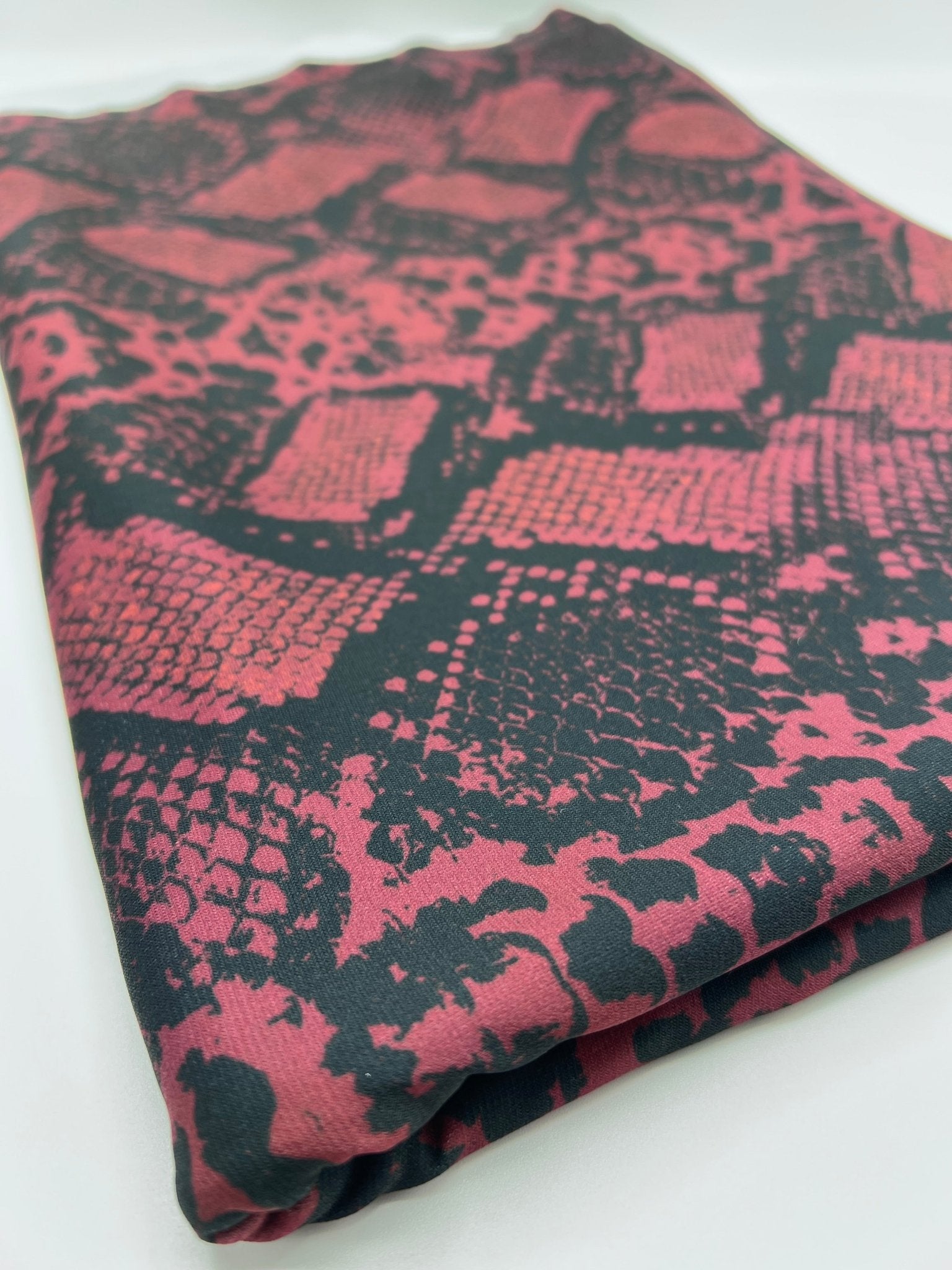 Burgundy Snake Print ITY Fabric - T9 Fabrics