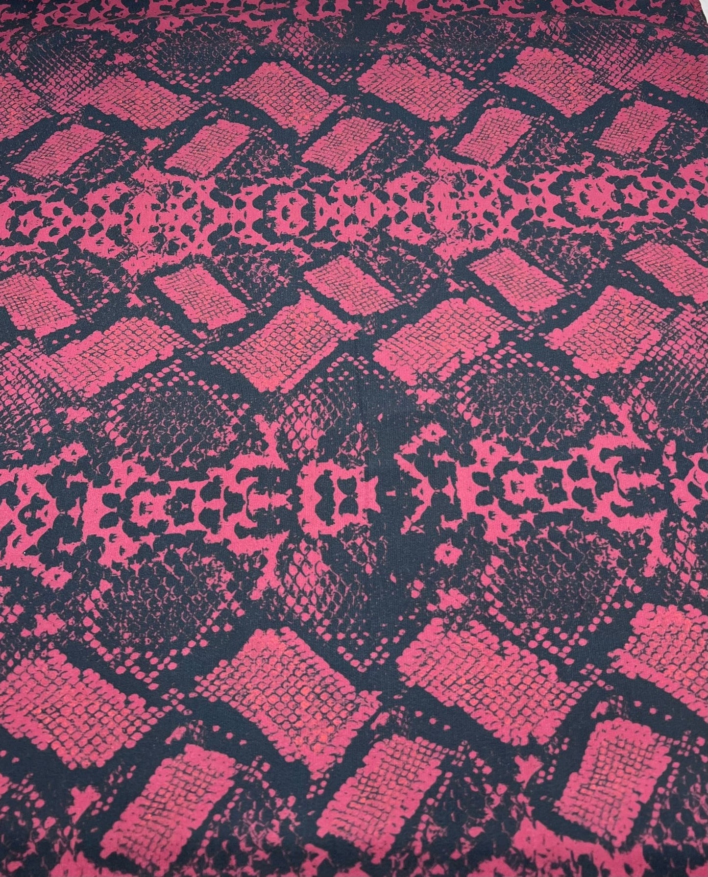 Burgundy Snake Print ITY Fabric - T9 Fabrics