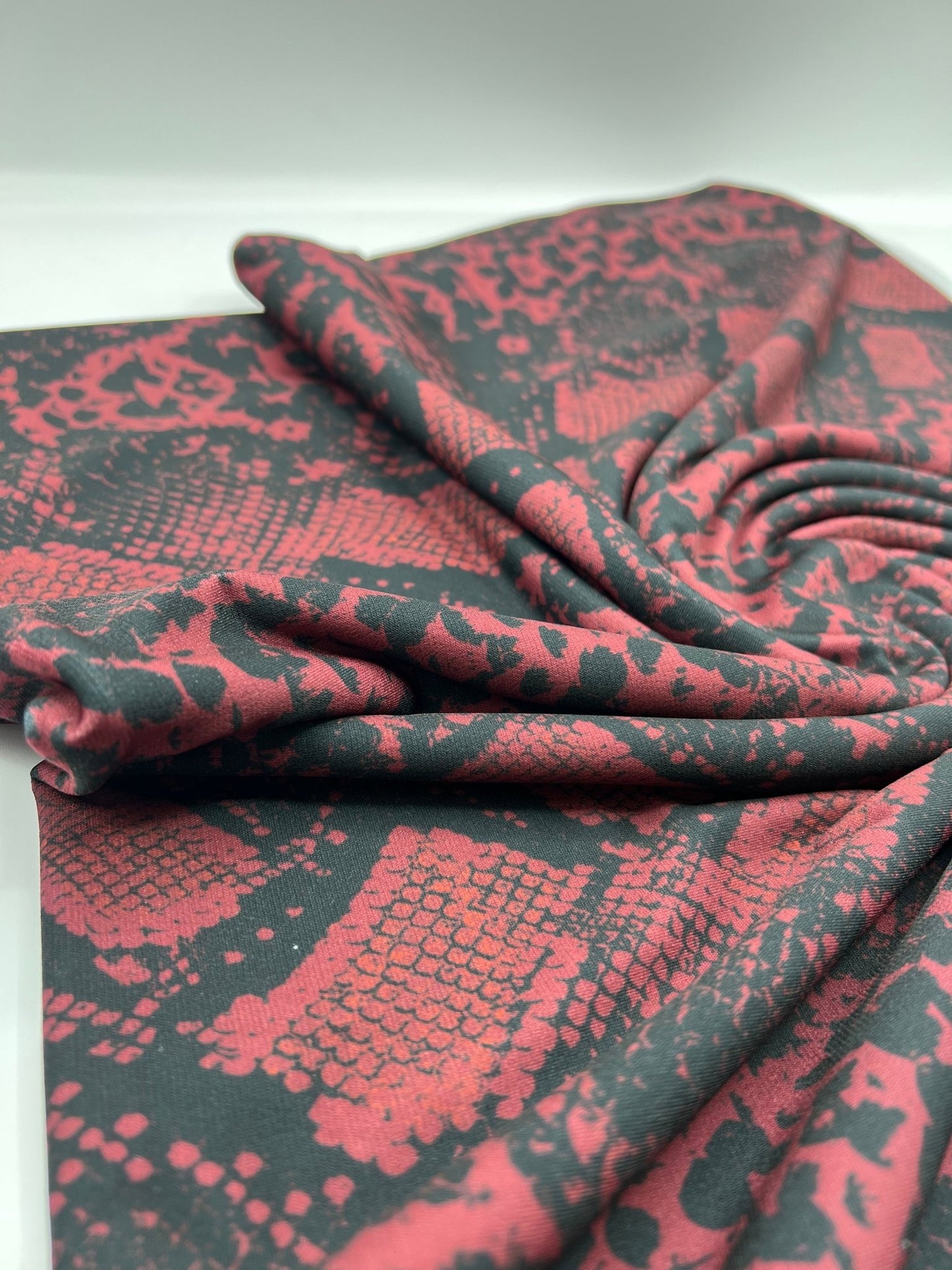 Burgundy Snake Print ITY Fabric - T9 Fabrics