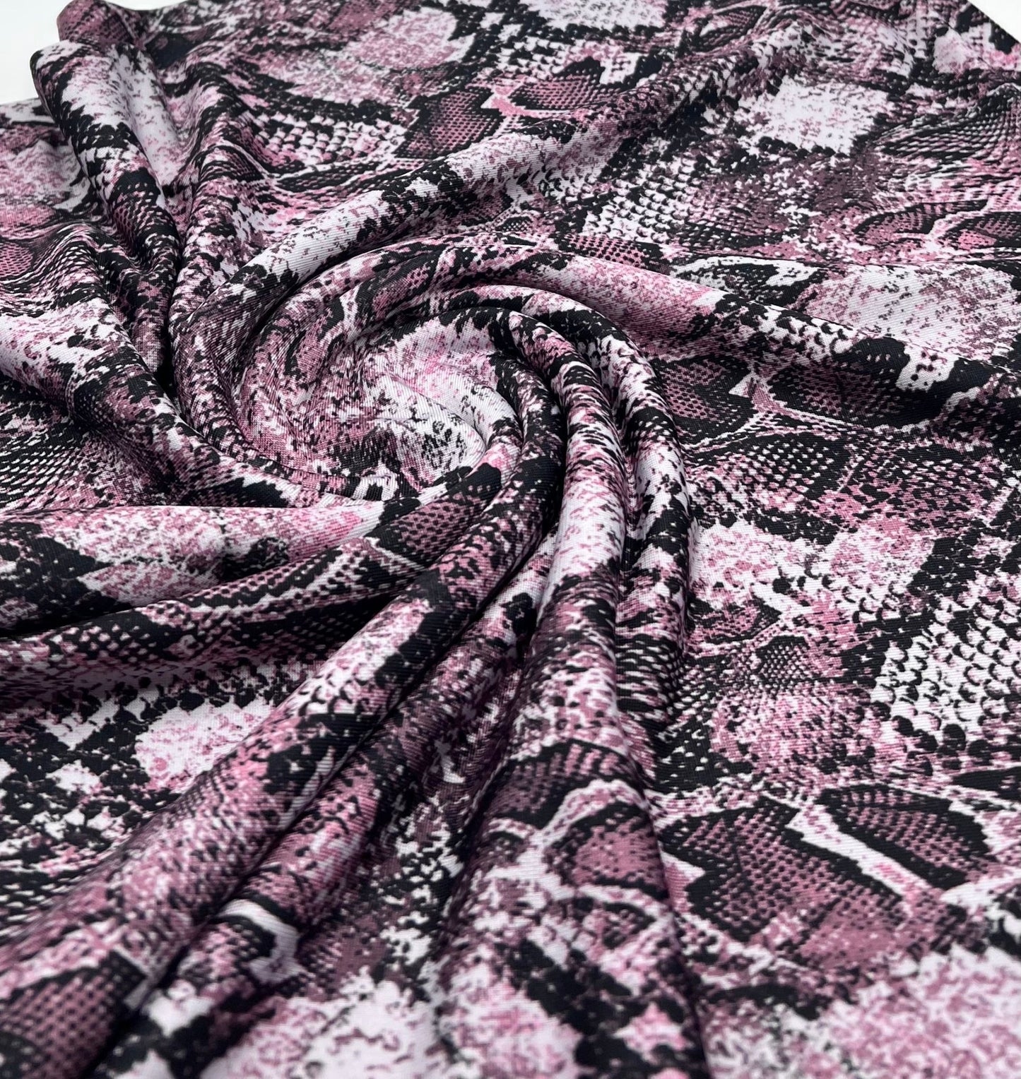 Burgundy Snake Print Soft Touch Stretch Fabric - T9 Fabrics