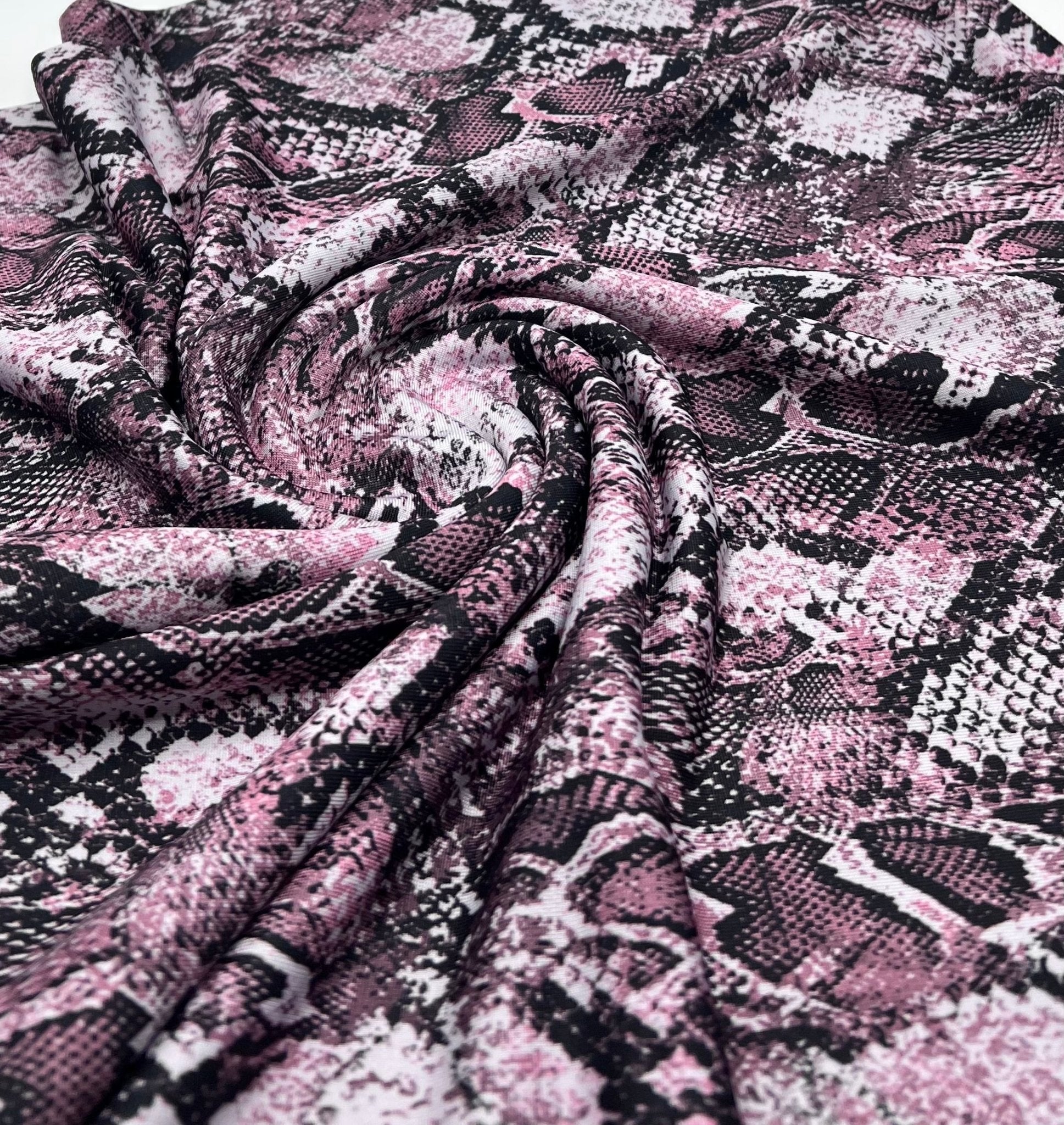 Burgundy Snake Print Soft Touch Stretch Fabric - T9 Fabrics