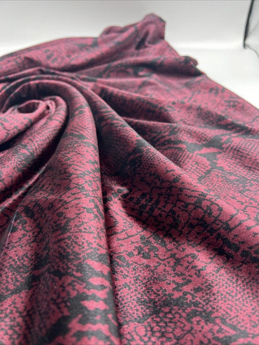 Burgundy Snake Velour Fabric - T9 Fabrics