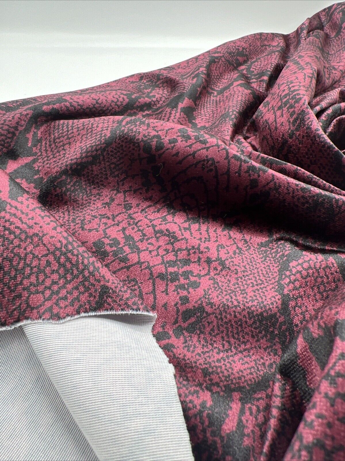 Burgundy Snake Velour Fabric - T9 Fabrics