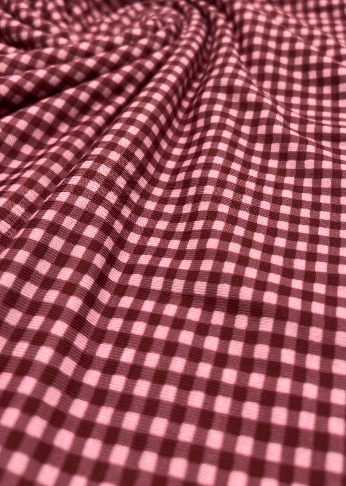 Burgundy Soft Pink Print Super Soft Spun Poly Stretch Fabric - T9 Fabrics