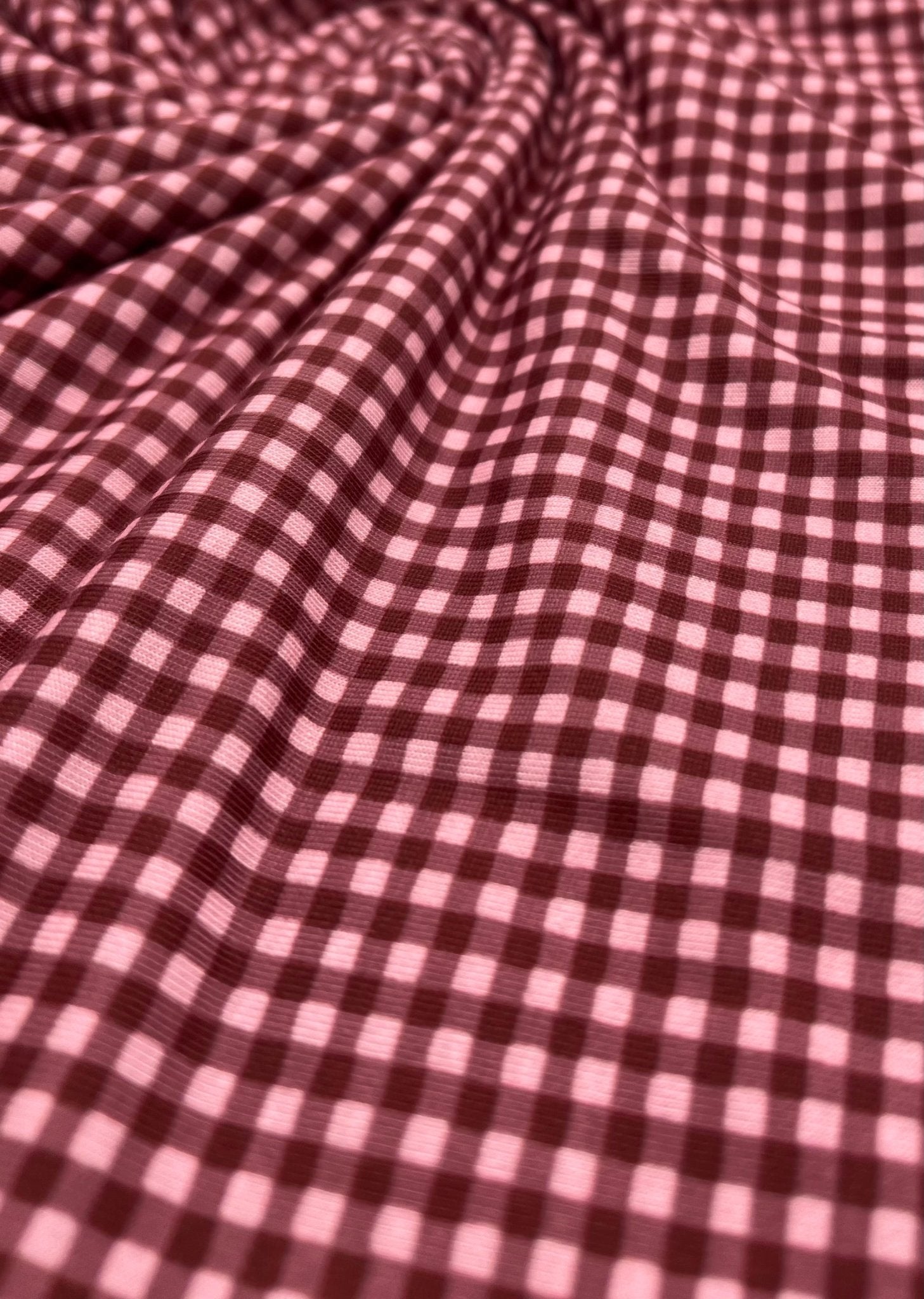 Burgundy Soft Pink Print Super Soft Spun Poly Stretch Fabric - T9 Fabrics
