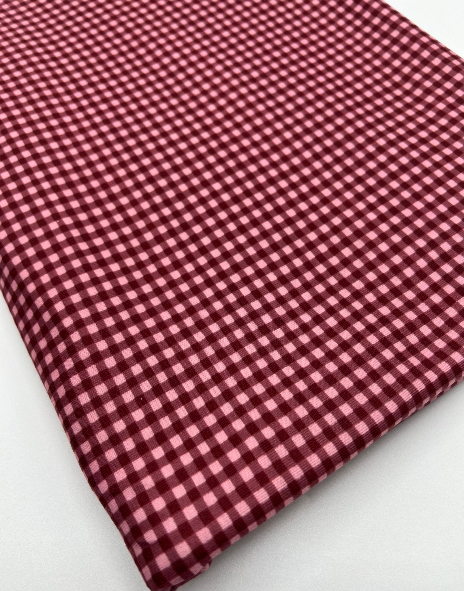Burgundy Soft Pink Print Super Soft Spun Poly Stretch Fabric - T9 Fabrics